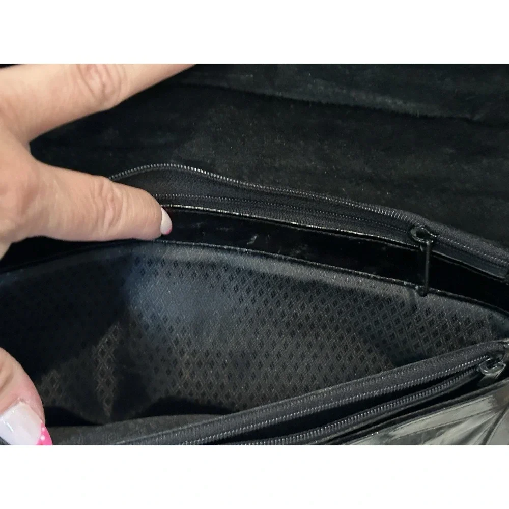 VTG‎  Large Eel Skin Clutch Crossbody Purse Black 11.5 x 7.5 In Korea 1980